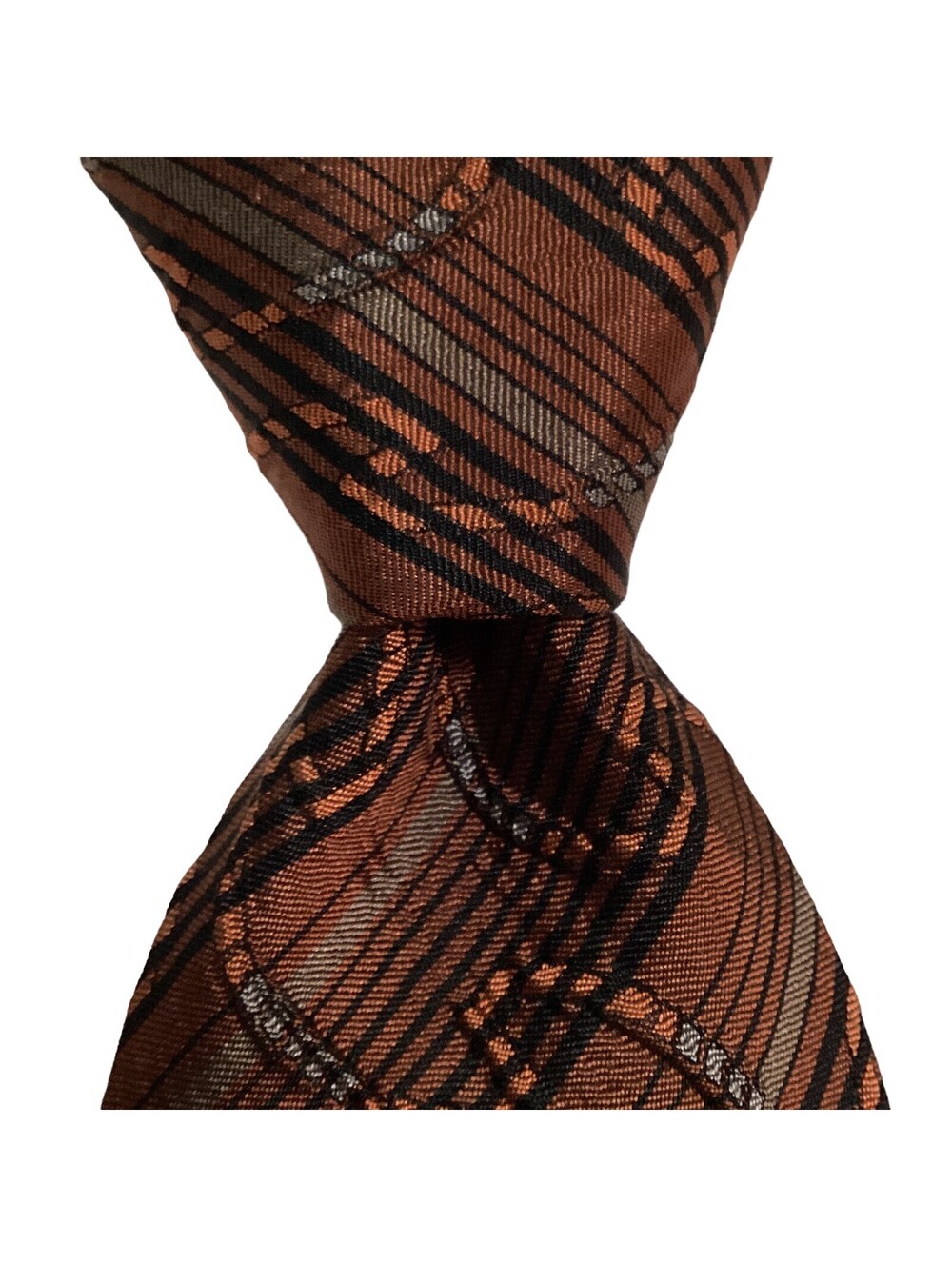 ALBERTO ZERRA Silk Blend Necktie Designer TEXTURED Geometric Brown/Black EUC